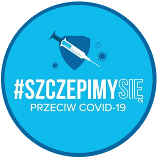 Grafika z napisem: #szczepimysię przeciw Covid-19