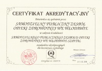 Skan Certyfikatu akredytacyjnego Szpitala we Włodawie