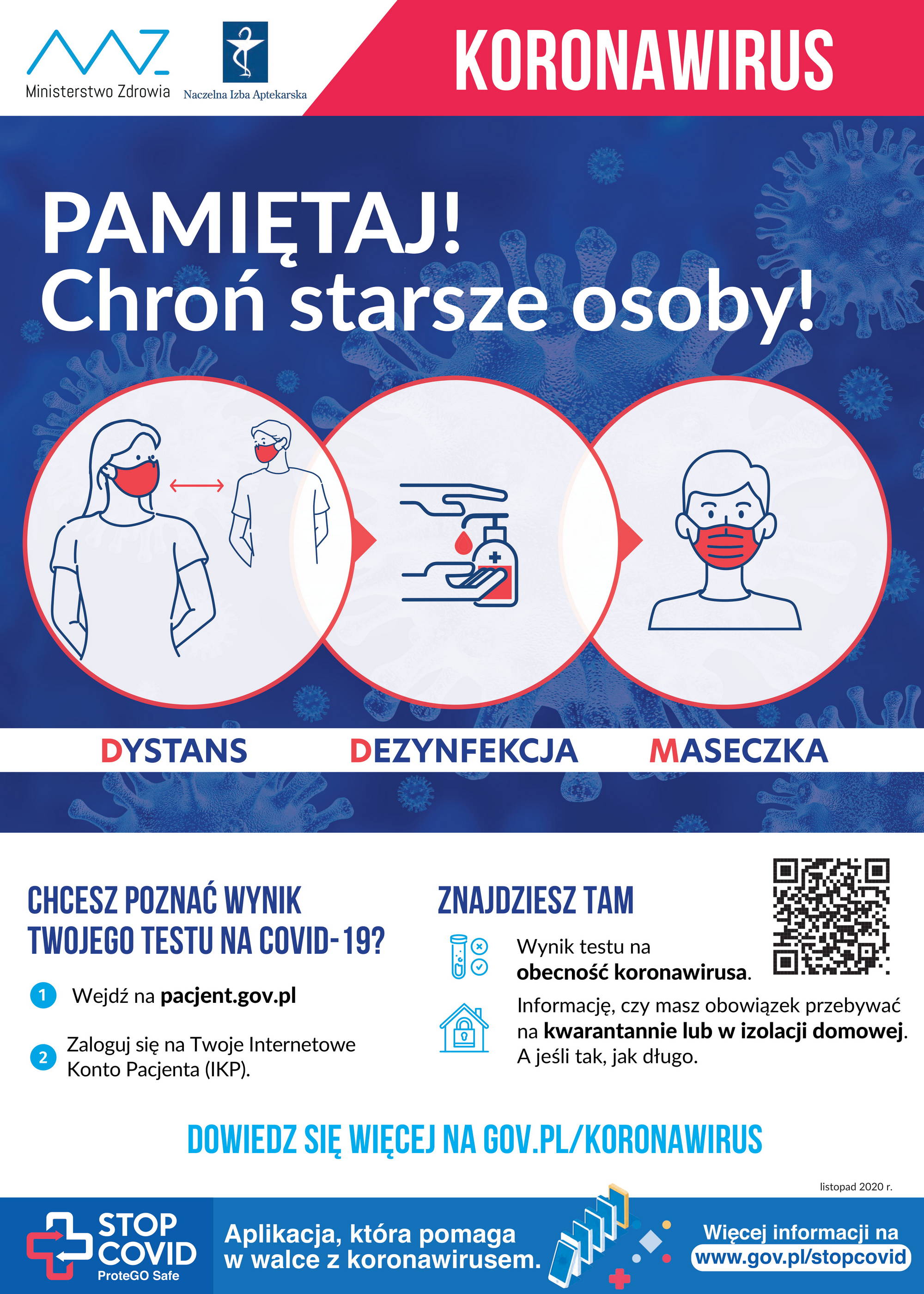 Plakat informacyjny Ministerstwa Zdrowia na temat koronawirusa