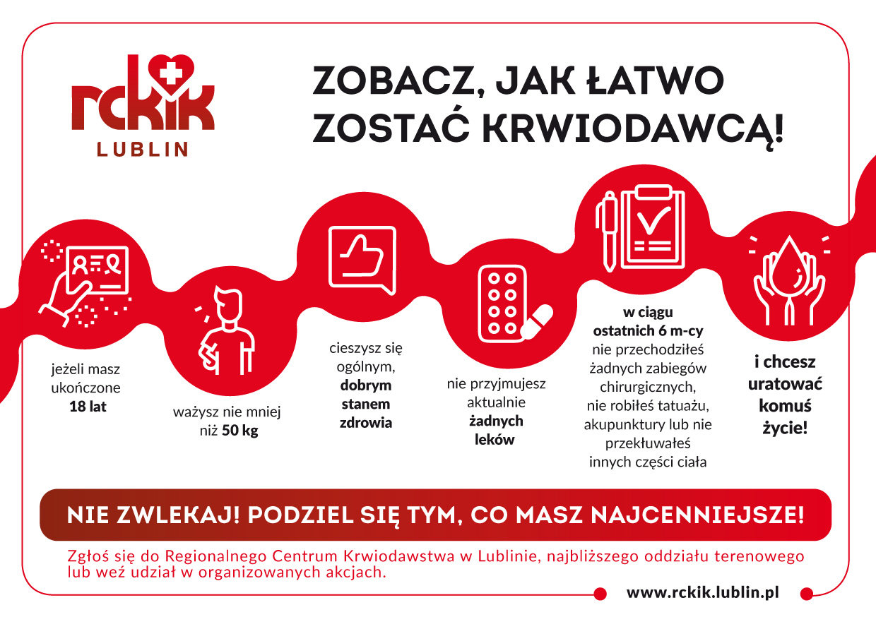 Plakat informacyjny - Zobacz jak łatwo zostać krwiodawcą